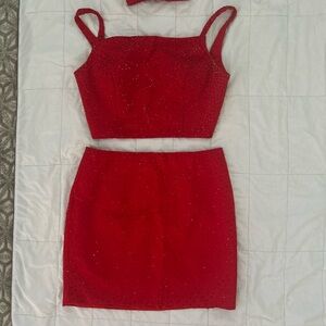 Sherri Hill Red Gem 2 piece hoco/short formal dress, size 14